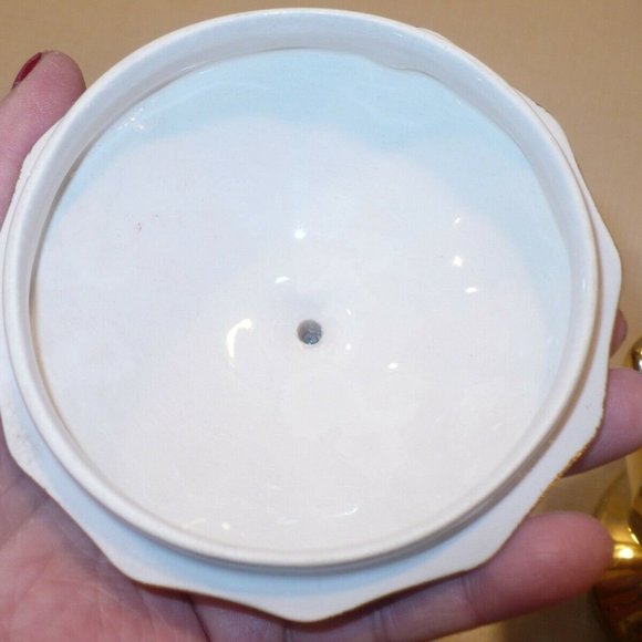 Vintage Royal Winton Gold w / Lid Trinket Jar Candy Nut peppermint Dish - Picture 2 of 4